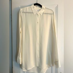 Everlane Clean Silk Relaxed Shirt in white size 14